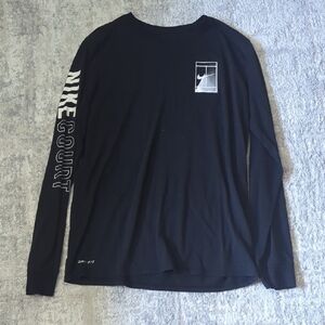 Nike Court Black Long Sleeve Crew Tee Size Medium